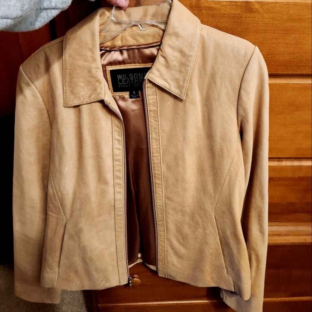 Wilson's Real Leather Tan Zip Jacket size Small